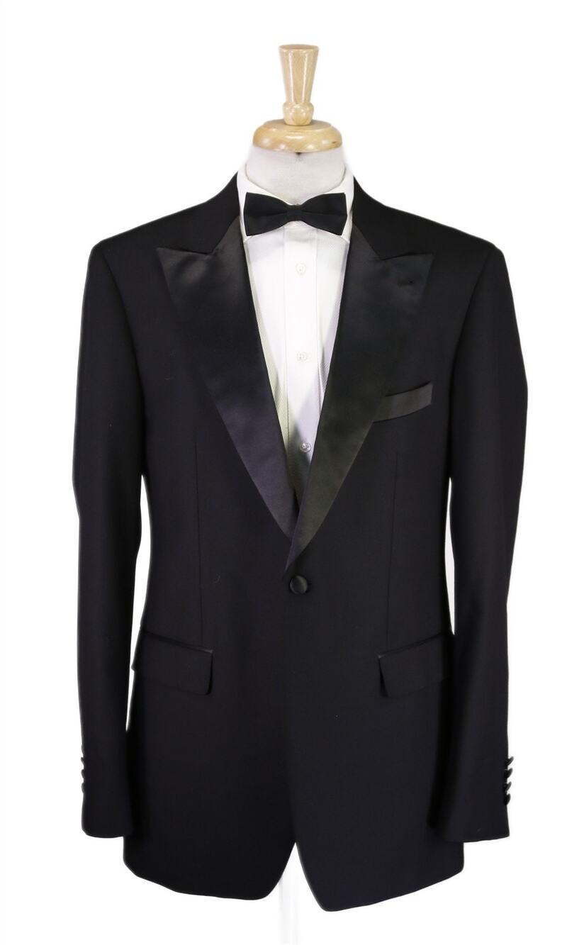 Alton Lane Tailored Fit Black Peak Lapel Tuxedo Wedding Formal Blazer Jacket 44L